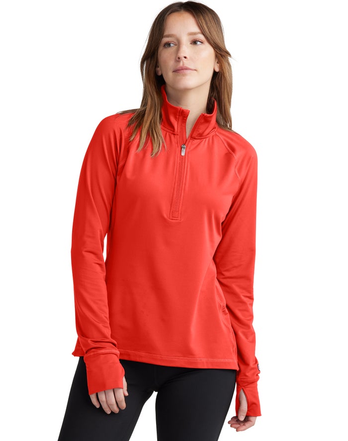 Champion Sweatshirt Dames - Oranje - Absolute 1/2 Zip Mock Neck ( 234597-THK )